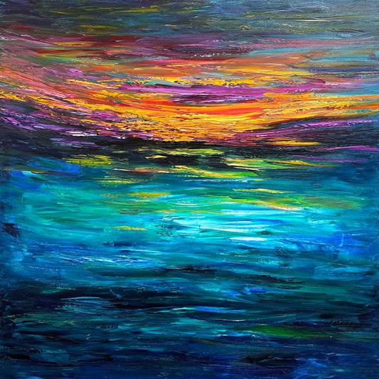 Sunset at Sea, OIL, 36" x 36"