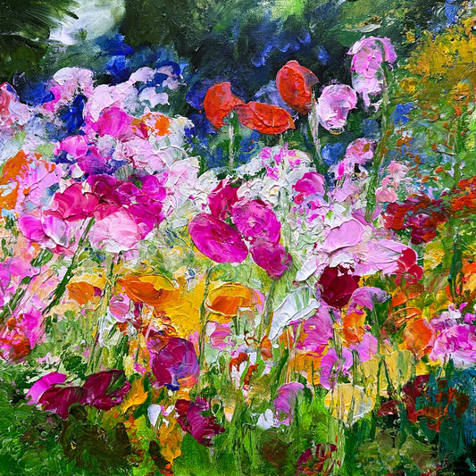acrylic painting of wild flowers